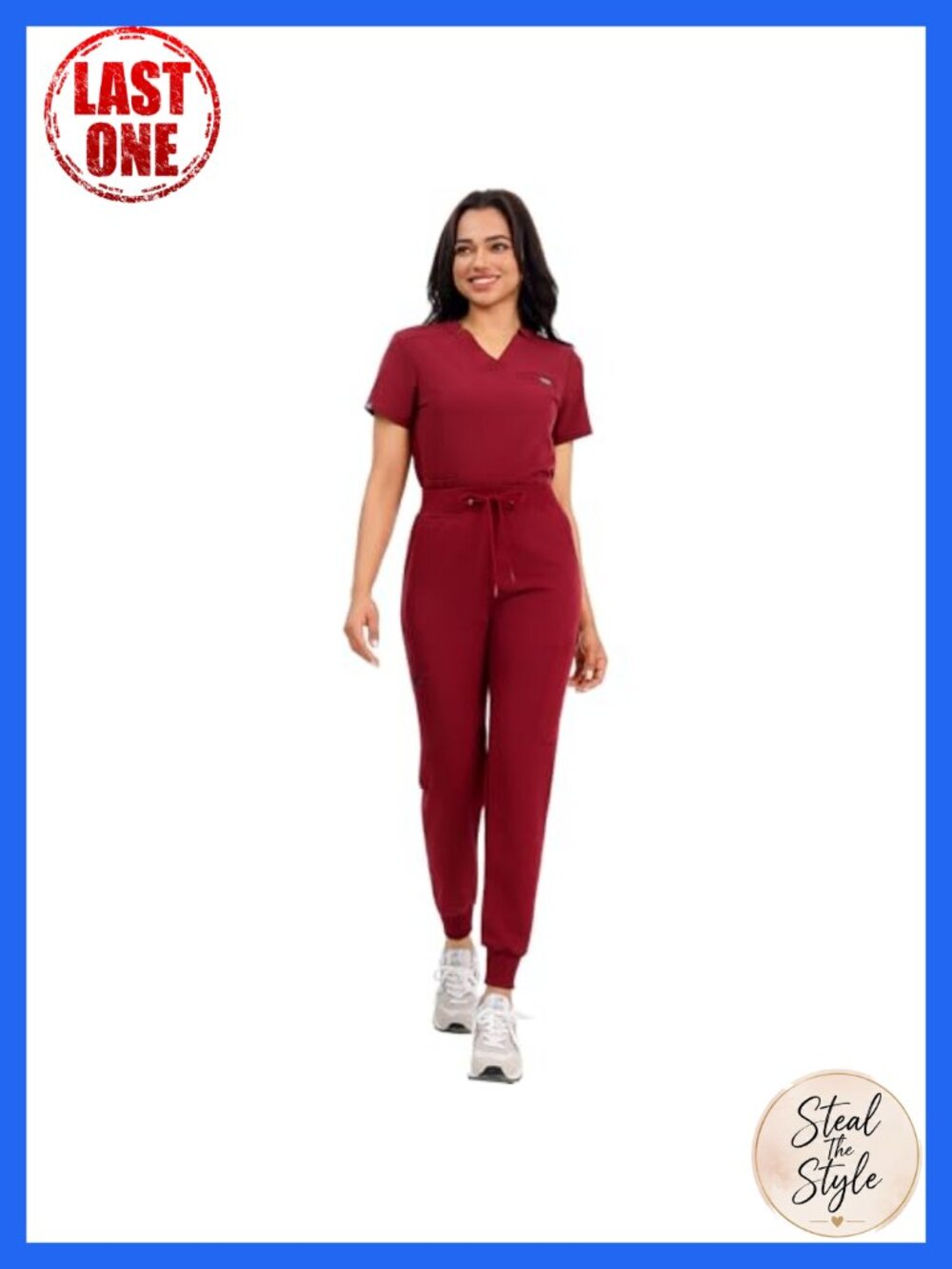 Women's 4-Way Stretch V-Neck Scrub Set with 12 Pockets